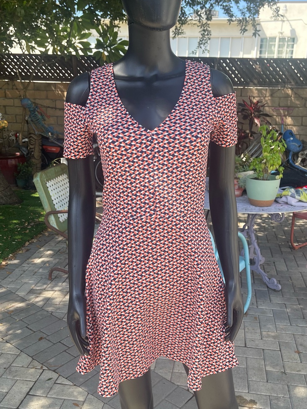 AQUA Cold-shoulder Fit-and-flare Mini Dress Size XS Bloomingdale’s